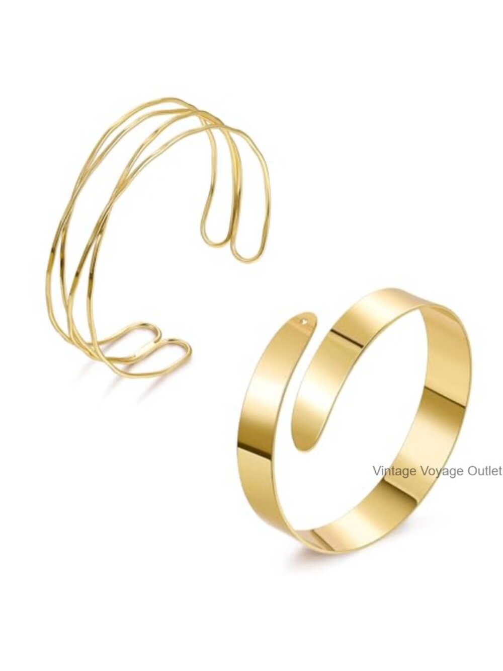 Adjustable Upper Arm Cuff Bracelet Set Minimalist Open Bangle Jewelry